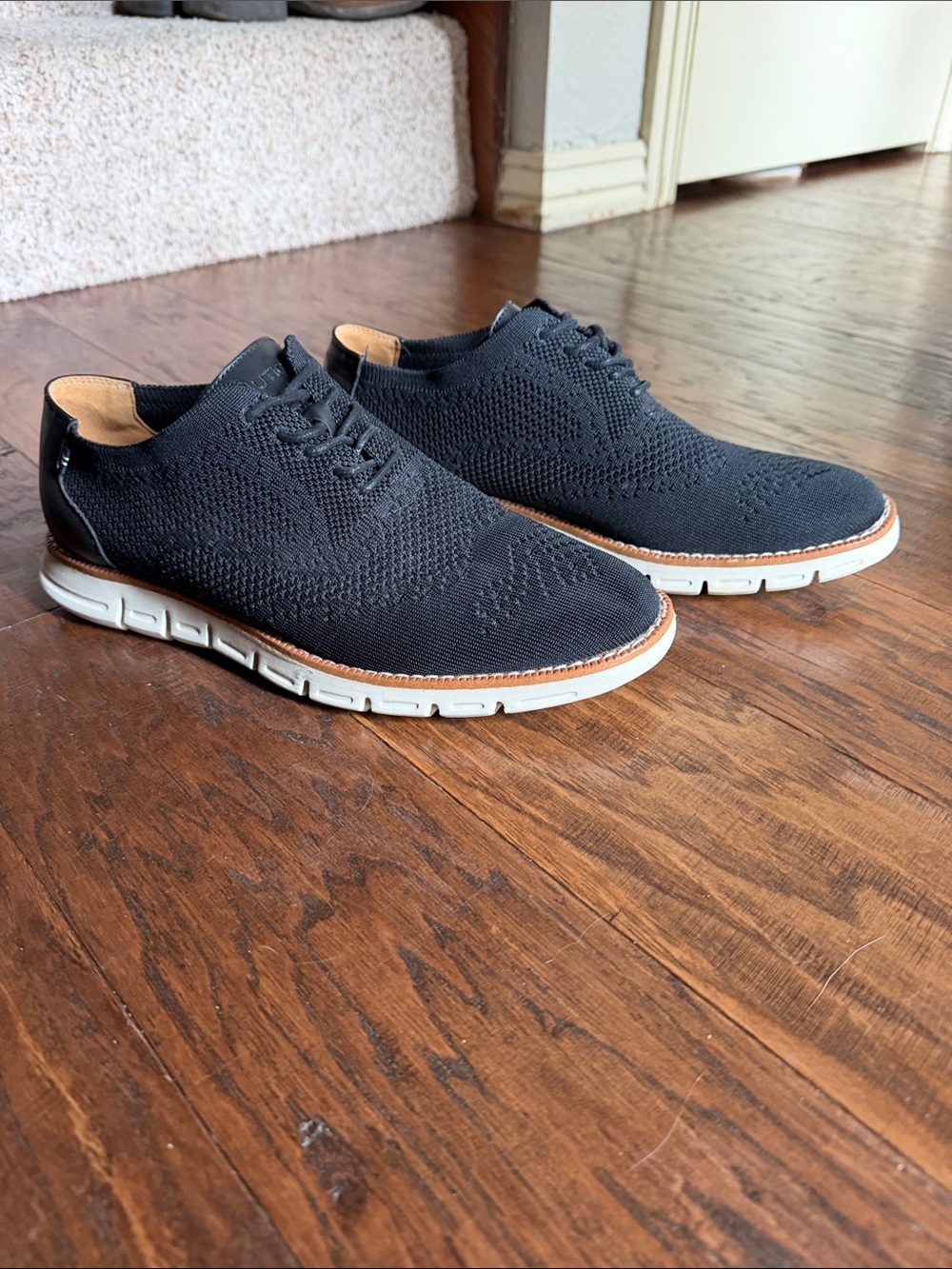 Nautica Black Knit Derby Oxfords with White Sole